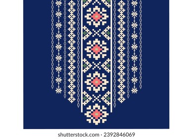 Floral neckline embroidery geometric ethnic pattern design for fashion and cloth