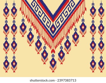 Patrón de colmenas florales azul sobre crema Patrón geométrico oriental tradicional sobre fondo crema, diseño abstracto de estilo azteca vectorial para mujer de moda con ropa decorativa. 