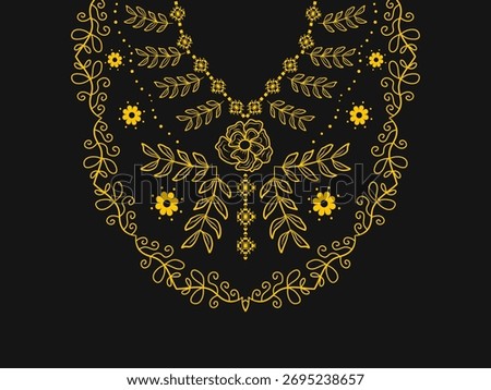 Floral neckline pattern. for decoration, textile, fabric, clothing. natural style.	