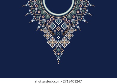Padrão de decote floral no vetor de fundo Danim, ilustração vetorial, decote de ponto transversal floral, padrão de design étnico geométrico, backgroun.design abstrato para textura, tecido, roupas, impressão, moda, batik.