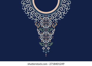 Padrão de decote floral no vetor de fundo Danim, ilustração vetorial, decote de ponto transversal floral, padrão de design étnico geométrico, backgroun.design abstrato para textura, tecido, roupas, impressão, moda, batik.