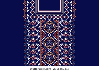 Blumen-Ausschnitt-Muster auf Danim Hintergrund Vektor, Vektorgrafik, Blumen-Kreuzstich-Ausschnitt, geometrische ethnische Design-Muster, abstrakte hintergrund.design für Textur, Stoff, Kleidung, Druck, Mode, Batik.