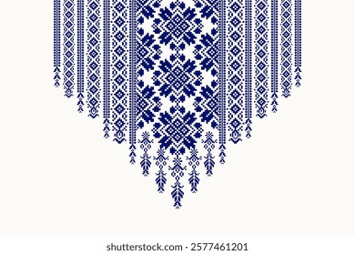 Floral neckline pattern,geometric ethnic oriental neckline pattern on brown background,Aztec style,abstract background,vector illustration.design for texture,fabric,clothing,decoration,neckline,print 