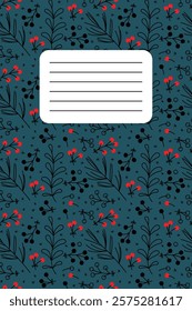 Floral notebook cover design featuring intricate plant patterns