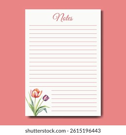 Floral Notes Stationery with Tulips
