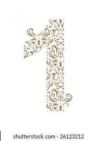 Floral number 1. Ornament font