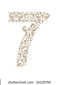 Floral number 7. Ornament font