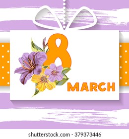 Floral number - 8 (eight) from flowers. Greeting card, Gift card  with March 8. International Women's Day. Flower composition - easy to change for your design project, greeting cards, holiday design