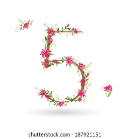 Floral number five for your design