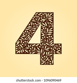 Floral numbers. Retro, vintage, gothic style. Vector isolated illustration on light background. Illustration for t-shirts, posters, card and other uses.