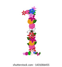 Número floral 1 para uso en diseño web e impreso. Ilustración vectorial.