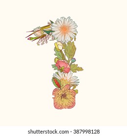 Floral numeral figure 1