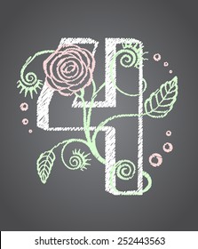 Floral numeral four for your design. Vector illustration