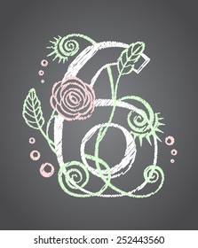 Floral numeral six for your design. Vector illustration