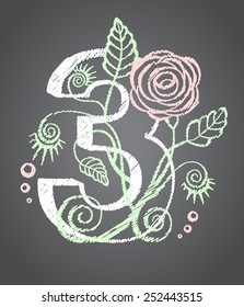 Floral numeral three for your design. Vector illustration