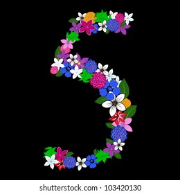 Floral numeral for using in web and print design. Vector illustration.