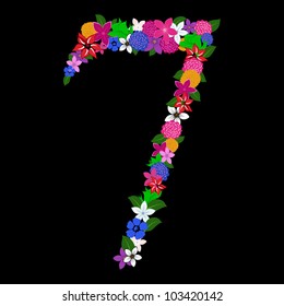 Floral numeral for using in web and print design. Vector illustration.