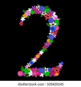 Floral numeral for using in web and print design. Vector illustration.
