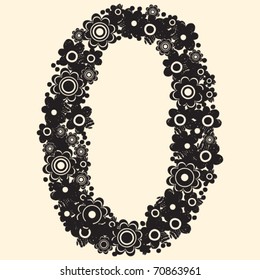 floral numerals, decorative number zero