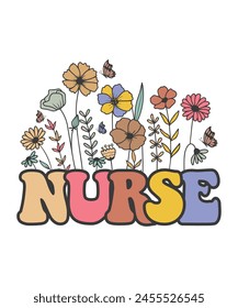Floral nurse vintage Flower profession svg