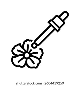 floral oil dropper sustainable beauty line icon vector. floral oil dropper sustainable beauty sign. isolated contour symbol black illustration
