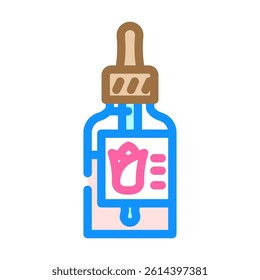 floral oil dropper sustainable beauty color icon vector. floral oil dropper sustainable beauty sign. isolated symbol illustration