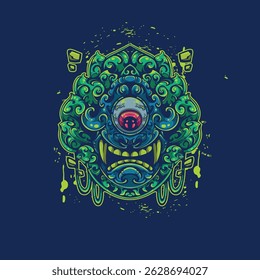 floral one eye demon ilustração artwork