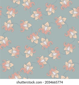 Patrón anaranjado floral sin soldadura sobre elementos de diseño de arte gris material ilustración vectorial para web, para impresión, para impresión de tela