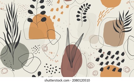 Floral organic seamless pattern with fancy abstract shapes.