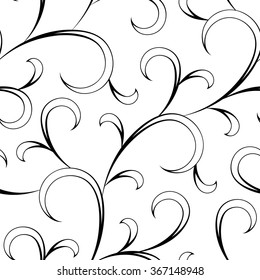 floral oriental black isolated seamless background