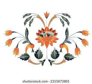 Floral oriental ethnic Pattern. Seamless Vector Ornament. Ornamental motifs. Seamless pattern in ethnic traditional style. Abstract vintage pattern with decorative flowers, leaves.