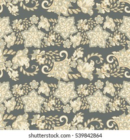 Floral oriental ethnic Pattern. Seamless Arabic Ornament. Ornamental motifs of the Indian fabric patterns.