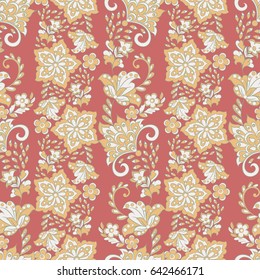 Floral oriental ethnic Pattern. Seamless Arabic Ornament. Ornamental motifs of the Indian fabric patterns.