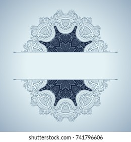 Floral oriental pattern. Background with round lace ornament. Template of oriental greeting card or invitation. Vector illustration