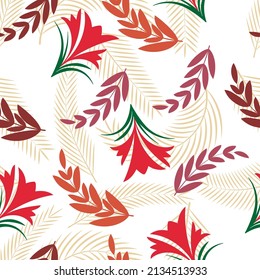 ornamemas florales sin soldadura, vector sobre fondo blanco, para papel de envoltura de diseño, textil, relleno de fondo