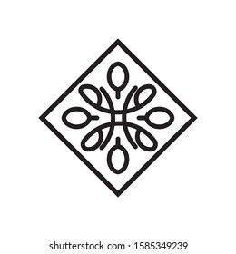 floral ornamen in square logo vector