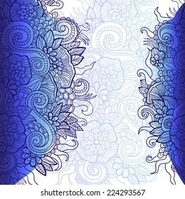 Floral ornament. Abstract decoration, invitation card with ornate detailed ornament. Template frame design. Useful for packaging, invitations, decoration, bag template, etc