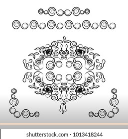 Floral ornament with additional ornament in the form of waves