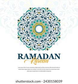 floral ornament with arabic style and geometric circle flower mandala for ramadan kareem, ied mubarak, and islamic background