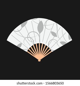 Floral ornament asian fan on dark background