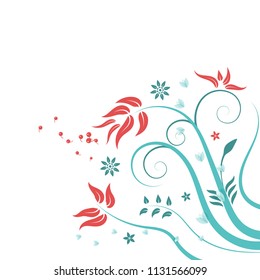floral ornament background, garden element for design, vector illustration