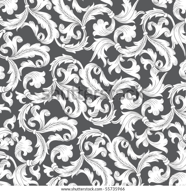 Floral Ornament Background Simulates Engraving Vector Stock Vector