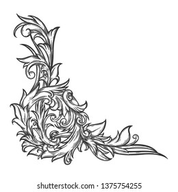floral ornament baroque for border frame and corner.