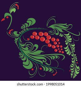 Floral ornament. Beautiful colorful illustration. Abstract image of peacock