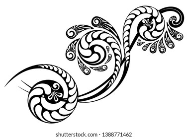 Floral ornament with a beautiful complex pattern for the design of invitations, letters and greeting cards