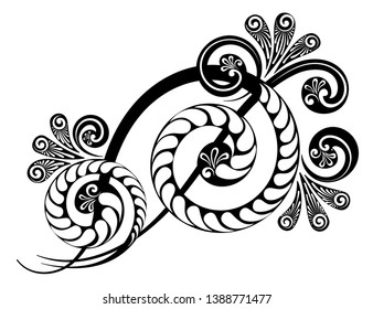 Floral ornament with a beautiful complex pattern for the design of invitations, letters and greeting cards