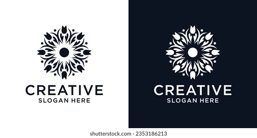 Floral ornament beauty logo design abstract