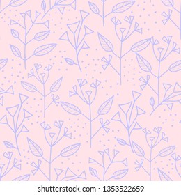 floral ornament with blue triangles on a light pink