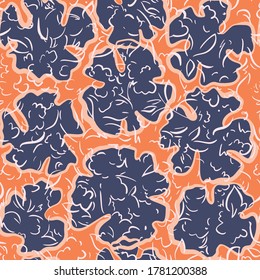 Floral ornament. Botanical seamless pattern with silhouettes of flower buds. Flat graphic. Nature background. Fashion and fabric design. 