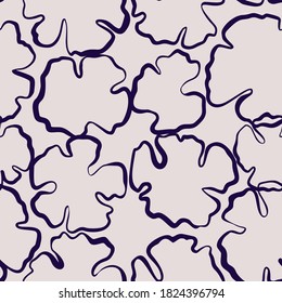 Floral ornament. Botanical seamless pattern with silhouettes of flower buds. Outline drawing. Simple minimalist nature background. Good for textile and fabric.